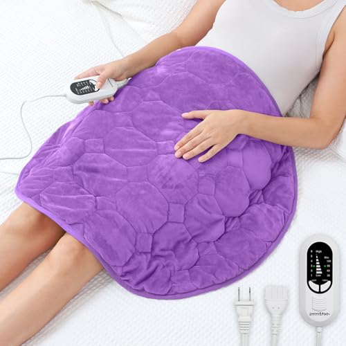immtree Weighted Heating Pad 7lbs for Deeper Pain Relief, XXXL Size(29x24) with Fast Heat Technology, Lap Blankets for Adults, Heated Pads for Period Cramps, Back and Knee, Purple - color: Purple, size: 29"x24" 7 Pound