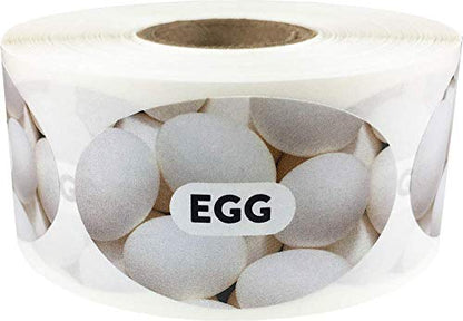 Egg Grocery Store Food Labels 1.25 x 2 Inch Oval Shape 500 Total Adhesive Stickers - color: Egg