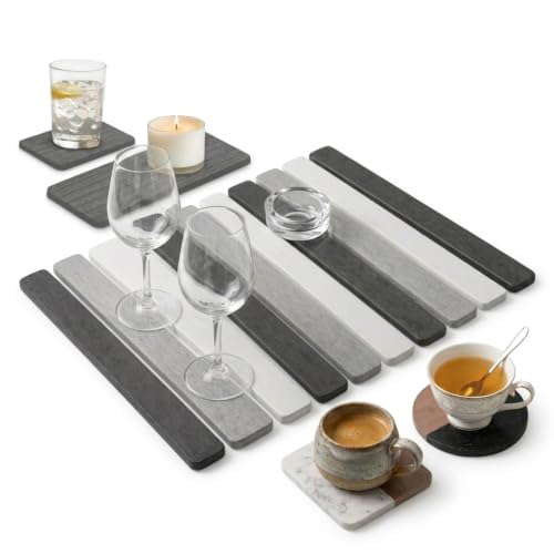 5 Pcs - Large Stone Dish Drying Mat for Kitchen Counter, Foldable Quick Dry Stone Dish Mat, Diatomaceous Earth Water Absorbing Pad 24"×16" & 2*8"x4" with 2 Coasters (Dark Grey + Light Grey + Grey) - color: Dark Grey + Light Grey + Grey