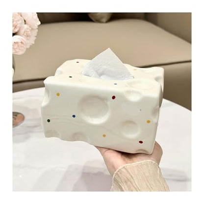 Modern Tissue Holder Ceramic Cheese Box Lid Home Decoration Food-Themed Desktop Storage Tabletop