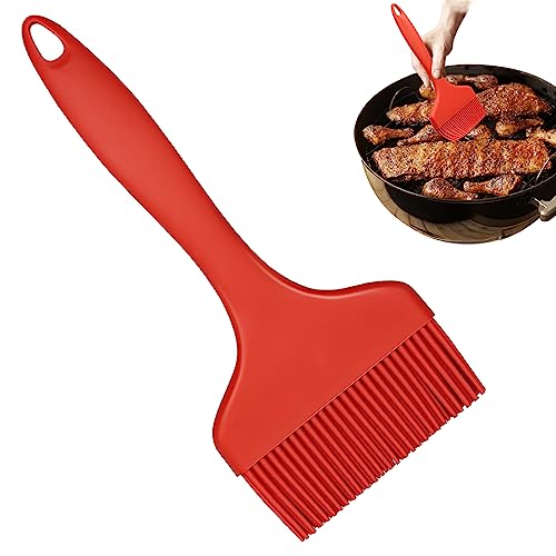 Silicone Basting Brush, Large BBQ Pastry Brush for Cooking, Extra Wide Basting Brush for Grilling Cooking Baking, Kitchen Brush Heat Resistant BBQ Food Brush for Sauce Butter Oil Marinades(Red)