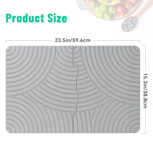 NiHome Large Stone Drying Mat for Kitchen Counter, 24"x16" Quick Dry Diatomaceous Earth Kitchen Mats - Fast Absorbent Non-Slip Dirt-Resistant Stone Dish Drying Mat for Dishes Bottles Cups Bathroom