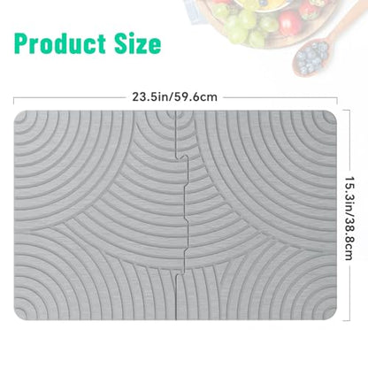 NiHome Large Stone Drying Mat for Kitchen Counter, 24"x16" Quick Dry Diatomaceous Earth Kitchen Mats - Fast Absorbent Non-Slip Dirt-Resistant Stone Dish Drying Mat for Dishes Bottles Cups Bathroom