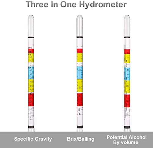 Circrane Triple Scale Hydrometer, Alcohol Hydrometer for Brew Beer, Wine, Mead and Kombucha, ABV, Brix and Gravity Test Kit, Home Brewing Supplies - style: Single Hydrometer