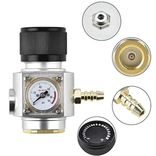 Home Brew Equipment Kegging Tools Mini Gas Regulator Soda Keg Regulator Co2 Keg Charger 0-90PSI for Soda Maker Sparkling Water Beer Soda Bottle Tr21.4 (Tr21.4)