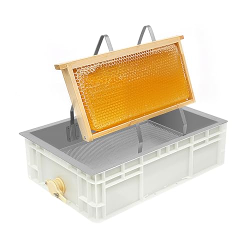 Honey Uncapping Station, Stainless Steel Honey Harvesting Tool Set with Container & Drip Tray, 23.3" x 15.4" x 6.7" Large Capacity for Beekeeping Farms Honey Collection