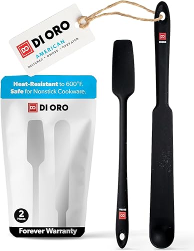DI ORO Silicone Blender & Jar Spatulas - Heat Resistant Kitchen Utensil Set for Cooking, Mixing, Baking, & Scraping (2pc, Black) - color: Black