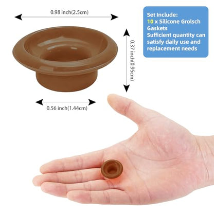 10PCs Dopamine color Silicone Gaskets Washers Seals for Cap Swing Flip Top Bottle-Red for Home Brew Beer Soda Bottle Sealing (Walnut Brown) - color: Walnut Brown