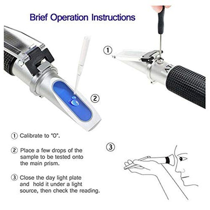 Brix Refractometer with ATC for Beer Wort Wine Fruit Sugar Homebrew Meter Dual Scale Brix 0-32% & Specific Gravity 1.000-1.130 Replace Homebrew Hydrometer