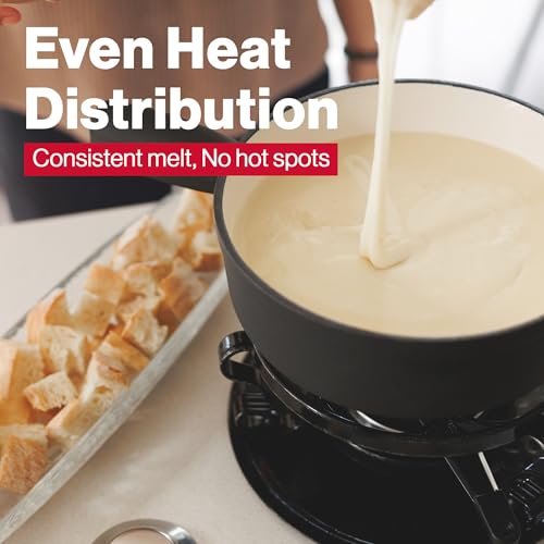 Swissmar Lugano Cast Iron Cheese Fondue Set, 9-Piece, 2 QT / 2 L - Ideal for Melting Cheese, Chocolates, Caramel, & More - Perfect for Kitchen Collection & Gift Giving - Matte Black - color: Black