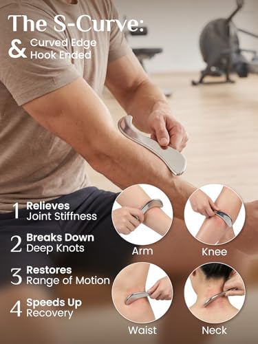 Rena Chris Stainless Steel Muscle Scraper Tool for Body Deep Tissue Massage | Muscle Relief Tool, Long-lasting, Smooth Surface, Easy to Rinse, Ergonomic Grip, Pouch Included & Travel-Friendly
