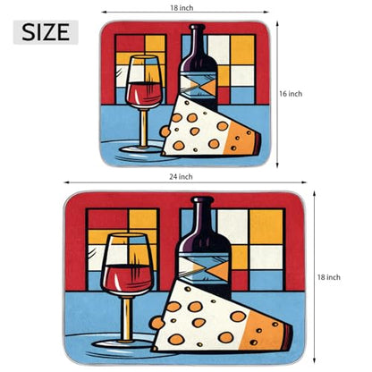 Dish Mat Drying Kitchen Mat Wine Cheese Dish Drying Mat Dish Draining Super Absorbent Drying Mat Reversible Washable Reusable Coffee Mat 16x18" - size: 18" x 16"