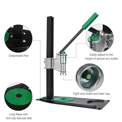 Bottle Capper Heavy Duty Manual Bottle Capper Tool for Home Brewing - Adjustable Height Beer Bottle Capping Machine Bench Bottle