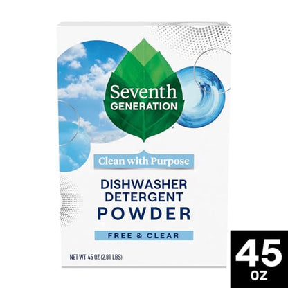 Seventh Generation Dishwasher Detergent Powder + Rinse Aid, Free & Clear | Dish Detergent 2-Pack + Power+ Rinse Aid | Biodegradable, Plant-Based & Chlorine-Free, Septic Safe Dishwashing Supplies - size: 30 Ounce (Pack of 3)