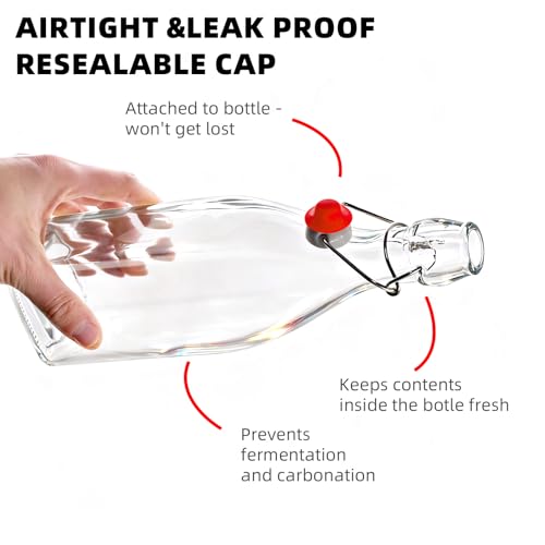 1Pc (25oz Square) clear Swing Top Brewing Bottles with Leak Proof Easy Caps, Glass Beer Bottle Flip Top Bottles For Kombucha, Kefir, Vanilla Extract, Beer (25oz Square) - size: 25 Ounces