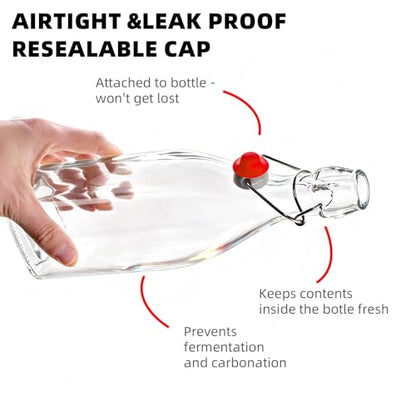 1Pc (25oz Square) clear Swing Top Brewing Bottles with Leak Proof Easy Caps, Glass Beer Bottle Flip Top Bottles For Kombucha, Kefir, Vanilla Extract, Beer (25oz Square) - size: 25 Ounces