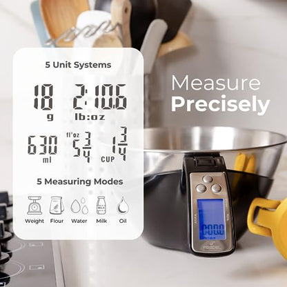 Fradel Digital Kitchen Food Scale with Bowl - 11lb, Grams & Ounces - Removable, Dishwasher-Safe Mixing Bowl - Black - color: Black