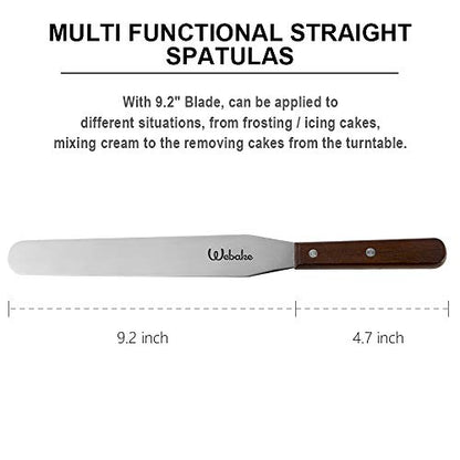 Webake Cake Spatula Straight Icing Spatula Set of 2, 14 Inches Frosting Spreader with Wooden Handle, Professional Stainless Steel Cake Decorating Spatula Jar Spatulas of Pastry (Pack of 2) - size: 14 Inch (Pack of 2)