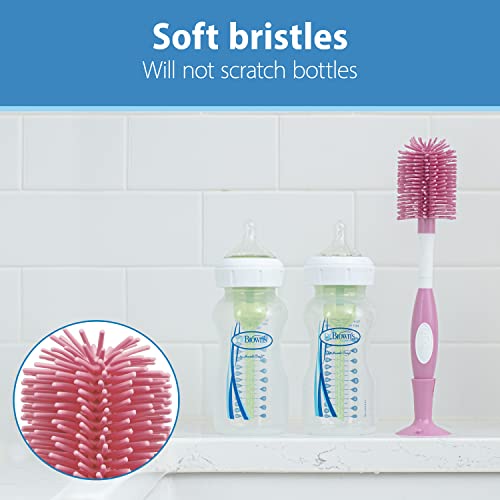 Dr. Brown's Reusable Sponge Baby Bottle Cleaning Brush + Soft Touch Bottle Brush, BPA-Free, Pink, 2-Pack - color: Pink Variety Pack, size: 2-Pack