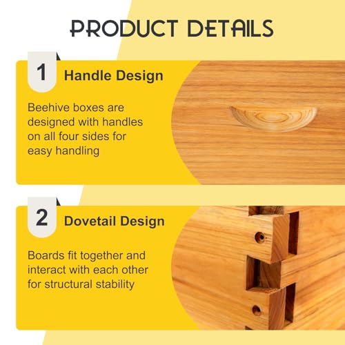 8 Frame Medium Super Box for Honey Bee Hives Beeswax Coated Langstroth Medium Bee Hive Box Includes Beehive Frames and Waxed Foundation Sheets (Unassembled) - size: 8 frame medium
