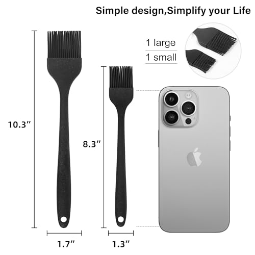 Silicone Basting Pastry Brush, Heat Resistant Cooking Brush for Oil and Sauce. BPA Free and Dishwasher Safe (2 Pcs).
