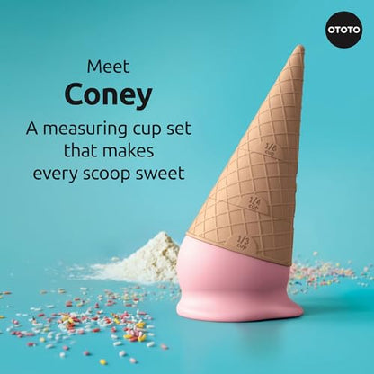 OTOTO Coney Ice Cream Measuring Cups Set – Detachable Plastic Measuring Cup Set for Baking & Cooking, Cute Measuring Cups for Liquid, Cute Baking Supplies, Kitchen Gadgets, Baking Gifts - style: Coney