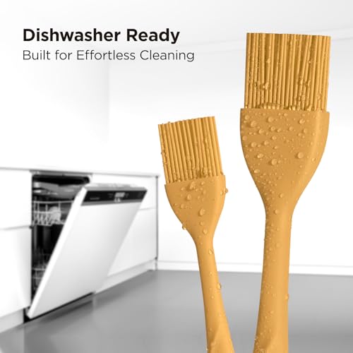 Kitchen Mama WaltzGrip Platinum Silicone Basting Pastry Brush, Yellow | Heat-Resistant, For Cooking, Baking, Grilling, Spreading Oil or Butter, Dishwasher-Safe - color: Yellow