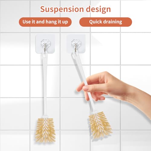 Adjustable Bottle Brush Set with Straw Cleaners & 2 Hooks 15.6" | Extends up to 15.6” to clean narrow bottles & coffee makers Pack includes fixed handle brush, straw brushes & hooks