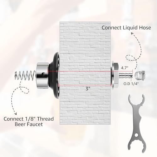 MRbrew 4-1/8" Beer Faucet Shank, Stainless Steel Beer Tap Shank with 1/4'' Barb fit Refrigerator/Freezer Walls Cabinet Kegerator Beer Towers Jockey Box Panels Homebrew & Bar Draft Beer Dispenser - size: 4-1/8" Shank
