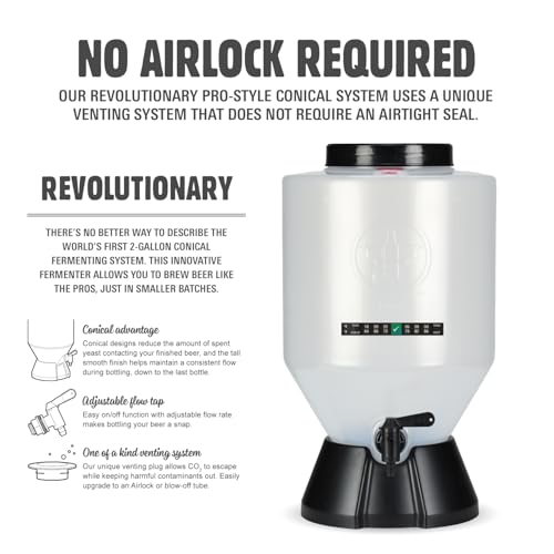 Signature Pro Beer Making Kit – NO AIRLOCK OR SIPHON REQUIRED – Conical Fermenter Eliminates Sediment and Makes Great Tasting Home Brewed Beer - Includes a 2 Gallon Pilsner Recipe