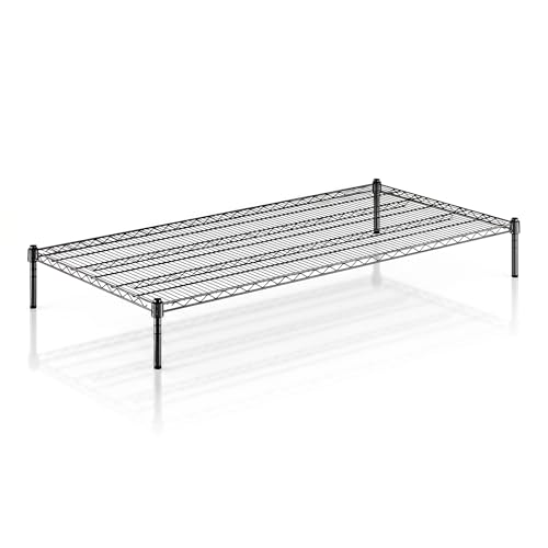 Black Epoxy Wire Storage Shelf, Dunnage Rack, Commercial 1 Tier Small Shelf, 30" x 60" x 8", Heavy-Duty Metal, 600 lbs Capacity - color: Black, size: 30"D x 60"W x 8"H