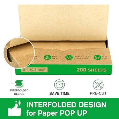 EcoDispose 2000 Count 8" x 10-1/2" Precut Pop Up Deli Paper Sheets, Interfolded Heavy Duty Oil-Resistant Kraft Paper for Bakery, Food Wrap, Serving, Oven, Air Fryer & Microwave - color: Kraft, size: 8"x10.5"inch
