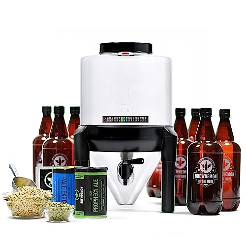 Premium Beer Making Kit w/Bottles – NO AIRLOCK OR Siphon Required – Conical Fermenter Eliminates Sediment and Makes Great Tasting Beer at Home - Includes Our 2 Gal. American Ale Recipe
