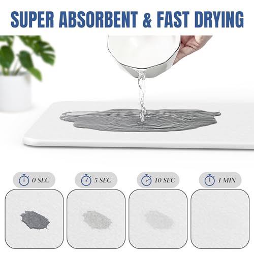 Quick Dry Stone Drying Mat for Kitchen Counter, Water-Absorbent Diatomaceous Dish Drying Mats, Multi-Purpose Stone Drying Tray for Cups Dishes Bottles, Carrara White - color: Carrara White