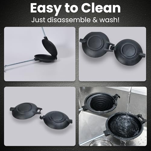 교체 가능한 손잡이가 있는 주철 샌드위치 메이커(25.4cm(10인치) 및 38.1cm(15인치)) Disquera De Pan Cubano Redondo로도 이상적입니다 | 맛있는 샌드위치를 만들기 위한 캠핑용 고품질 호보 파이 메이커 - style: 유닛 1개 + 핸들 2개