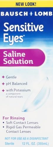 Sensitive Eyes Saline Solution from Bausch & Lomb, for Soft Contact & Gas Permeable Lenses, Saline Solution with Potassium, 12 Fl Oz (355 mL)