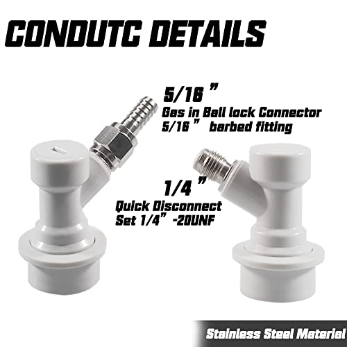 PERA Corny Keg Quick Disconnect CO2 Ball Lock with Swivel Nut and Worm Clamps for Cornelius Keg Home Brewing