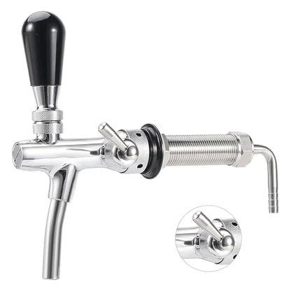 Long Shank Flow Control Beer Faucet, All Stainless Steel Beer Tap Faucet Upgraded Adjustable Bar Tap, 4" Draft Beer Shank with 5/16" Barb & G5/8 Thread for Home Brewing, Kegerator, wall - size: All Stainless Steel