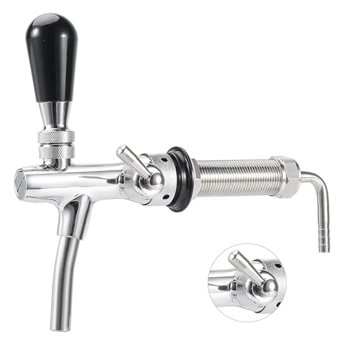 Long Shank Flow Control Beer Faucet, All Stainless Steel Beer Tap Faucet Upgraded Adjustable Bar Tap, 4" Draft Beer Shank with 5/16" Barb & G5/8 Thread for Home Brewing, Kegerator, wall - size: All Stainless Steel
