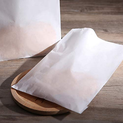 Quotidian White Flat Large Waxed Glassine Paper Sandwich Bags 6" x 9" (15 x 22.8cm) Pack of 100 - Grocery Snacks Popcorn Sandwiches Business - size: 6x9 Inch
