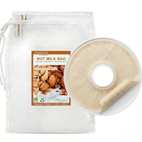 2 Pack 12.2×17.7inch nut bag strainer with Fruit Roll Sheets, 100 Micron Fine Mesh Nylon Cheese cloths Multi-use Food Grade Almond Nut Milk Bags,Nylon Food strainer bags & yogurt strainer - size: Large 12.2X17.7inch