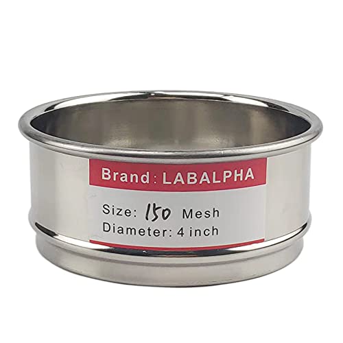 LABALPHA 150 Mesh Lab Sieves, Test Sieve #150 Mesh, 4'' Diameter, 304 Stainless Steel Wire Cloth (0.1mm) - size: 150 mesh (0.1mm)