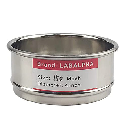 LABALPHA 150 Mesh Lab Sieves, Test Sieve #150 Mesh, 4'' Diameter, 304 Stainless Steel Wire Cloth (0.1mm) - size: 150 mesh (0.1mm)