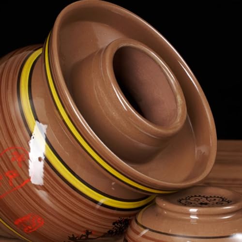 Large Ceramic Pickle Jar with Lids,Traditional Chinese Porcelain Pickle Jar Crock,Ceramic Fermentation Crock with Water Seal Airlock Lid,Sauerkraut Crock 6Kg (2.5Kg - size: 2.5Kg