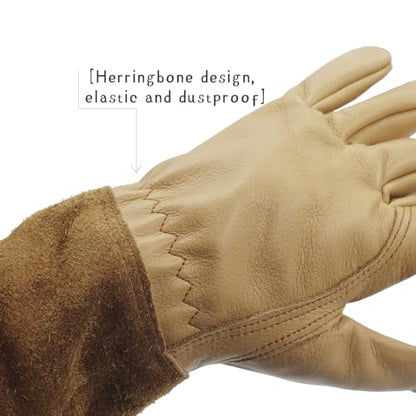 Long Gardening Gloves for Women/Men-Thorn Proof Rose Pruning Gloves,Water Repellent Leather work Gauntlet - size: Medium