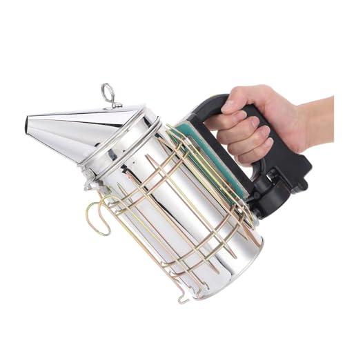 Electric Beehive Smoker Stainless Steel Beekeeping Smoker with Heat Shield Handle, Detachable Design for Easy Use, Large Smoke Output