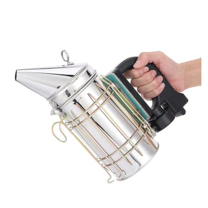 Electric Beehive Smoker Stainless Steel Beekeeping Smoker with Heat Shield Handle, Detachable Design for Easy Use, Large Smoke Output