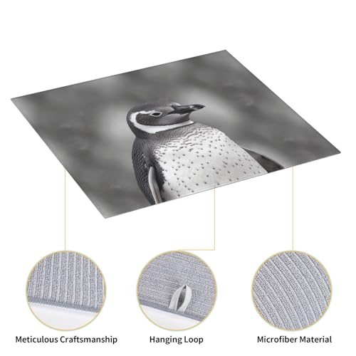 Grey penguin Print Dish Drying Mat for Kitchen Counter Ultra Absorbent Microfiber Dishes Drainer Mats Washable Drying Pads for Sinks 16 x 18 In - color: Grey Penguin
