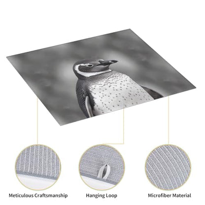 Grey penguin Print Dish Drying Mat for Kitchen Counter Ultra Absorbent Microfiber Dishes Drainer Mats Washable Drying Pads for Sinks 16 x 18 In - color: Grey Penguin