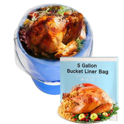 5 Gallon Turkey Brine Bag 16 Pack 20"x28" Bucket Liner Bags for Marinating and Brining Food Grade, BPA Free, Extra Heavy Duty Leak Proof